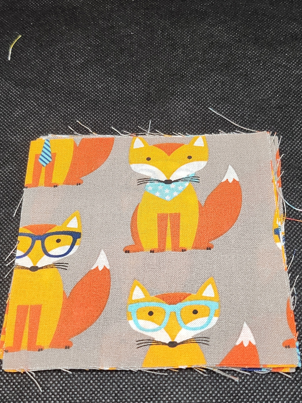 Cute Fox Print Cotton Fabric Square - Orange, Gray, Teal
